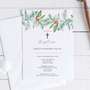 Baptême unique Invitations Noël Verdure