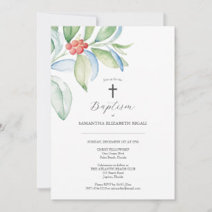 Baptême unique Invitations Noël Verdure