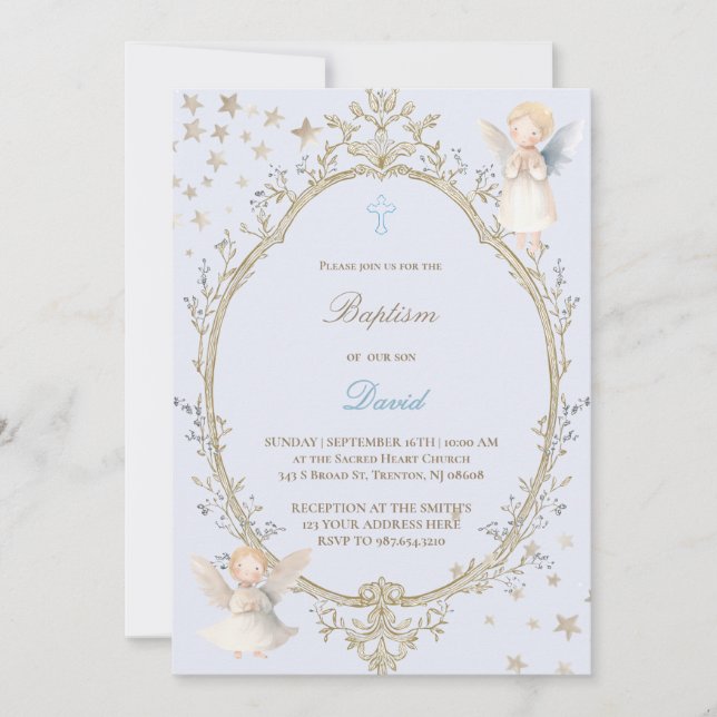 Baptism baby boy Invitation (Devant)
