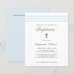 BAPTISM Elégant pastel rayé bleu Croix