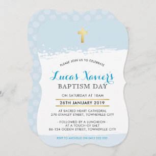 BAPTISM INVITATION mignon trait de croix moderne b