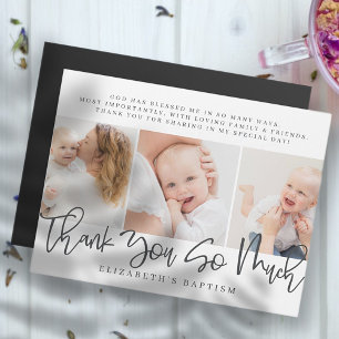 Baptism Modern Simple Chic Photo Thank You Card