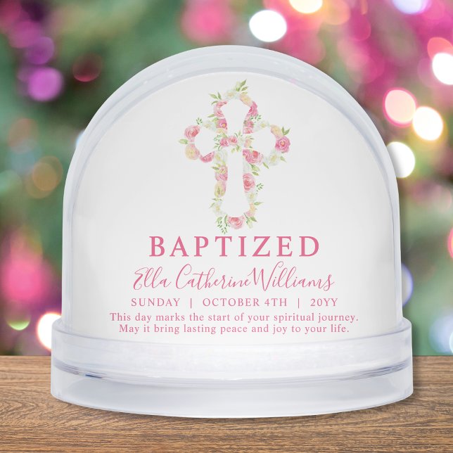 Baptism Pink Watercolor Floral Cross Custom  (Créateur téléchargé)