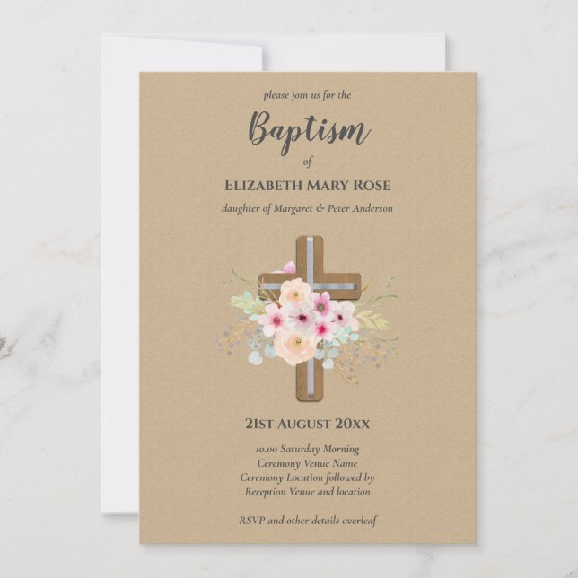 BAPTISME moderne Christening Bautizo INVITATION FL (Devant)