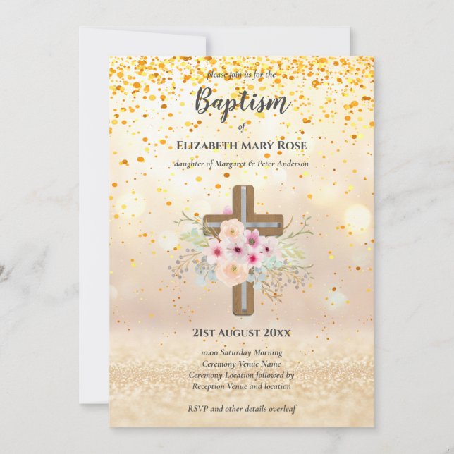 BAPTISME moderne Christening Bautizo INVITATION FL (Devant)