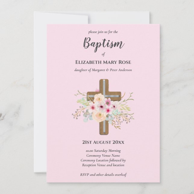 BAPTISME moderne Christening Bautizo INVITATION FL (Devant)
