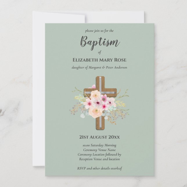 BAPTISME moderne Christening Bautizo INVITATION FL (Devant)