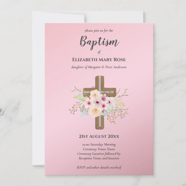 BAPTISME moderne Christening Bautizo INVITATION FL (Devant)