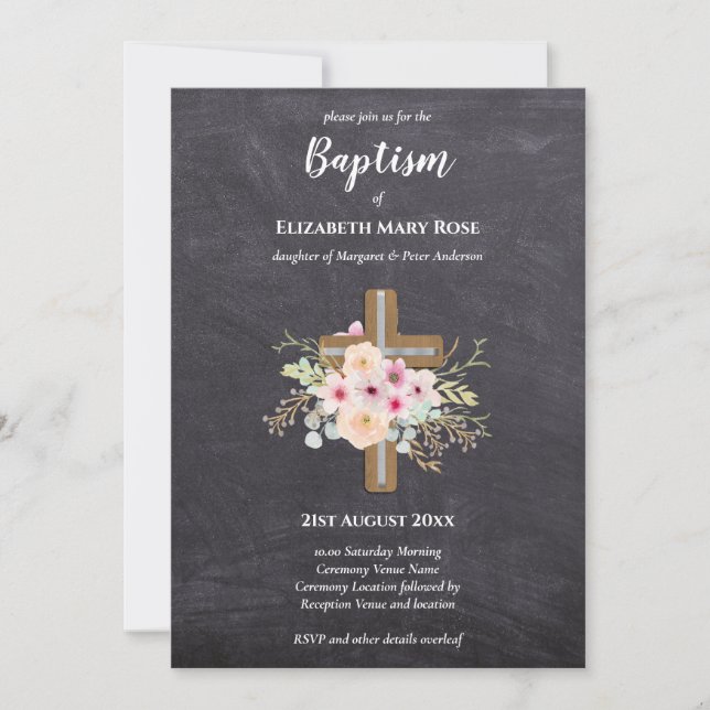 BAPTISME moderne Christening Bautizo INVITATION FL (Devant)