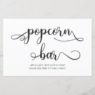 Bar à Popcorn   Panneau de mariage minimaliste noi