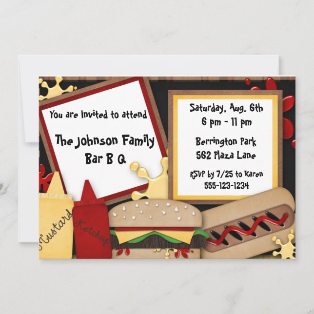 Bar B Q Invitations de la partie de pique-nique Fa (Devant)