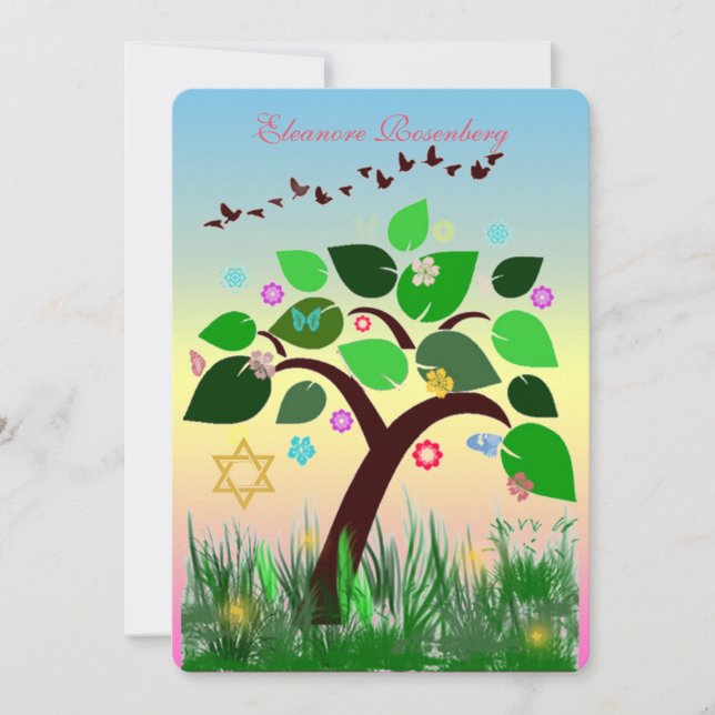 Bar Bat Bnai Tree of Life Mitzvah Invitation (Devant)