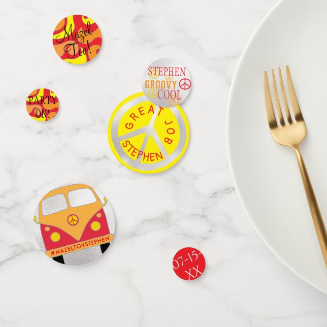 Bar Bat mitzvah Confetti Silvery Orange & Yellows (Groupe)