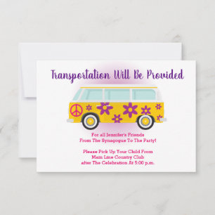 Bar Bat mitzvah Transport Mini carte de bus