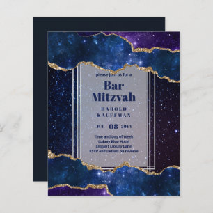 BAR CARTES MITZVAH Ciel céleste Blue Galaxy Gold