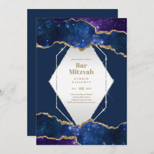 BAR CARTES MITZVAH Ciel céleste Blue Galaxy Gold