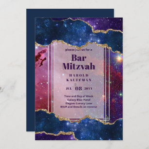 BAR CARTES MITZVAH Ciel céleste Blue Galaxy Gold