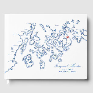 Bar Harbour Maine Map Livre d'invité Mariage à cou