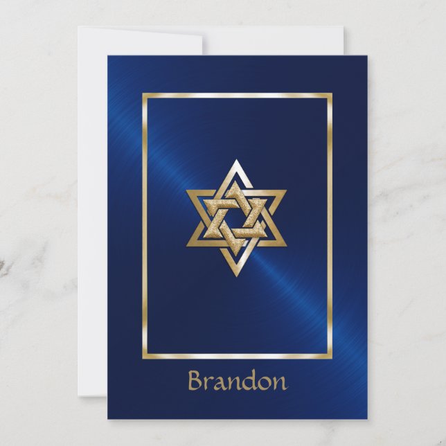 Bar Mitzvah 16 Couleurs Star of David Invitation (Devant)