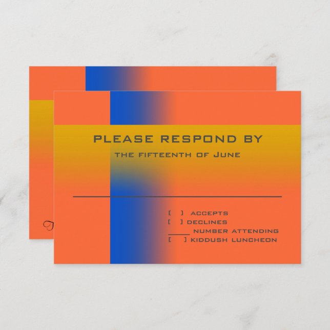Bar Mitzvah Bleu et or Contemporain RSVP (Devant / Derrière)
