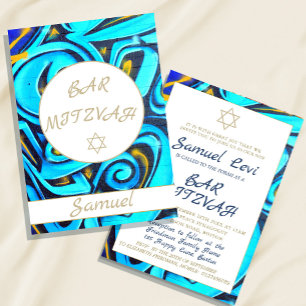 Bar Mitzvah Blue Star de David Invitation juive