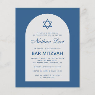 Bar Mitzvah Budget Classique Arc Bleu Invitation
