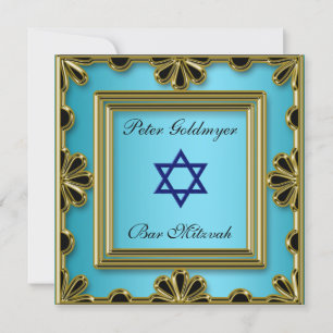 Bar Mitzvah Cérémonie bleue Invitation