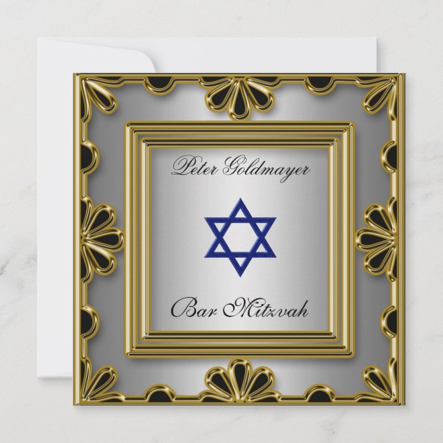 Bar Mitzvah cérémonie d'or Invitation 13 (Dos)