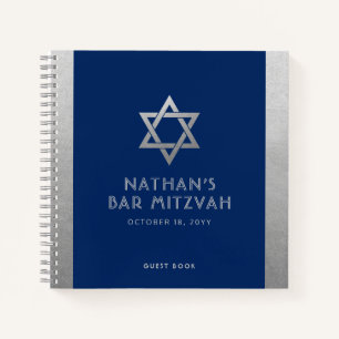 Bar Mitzvah Guest Signature Livre Argent et Bleu