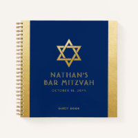 Bar Mitzvah Guest Signature Livre Bleu et Or