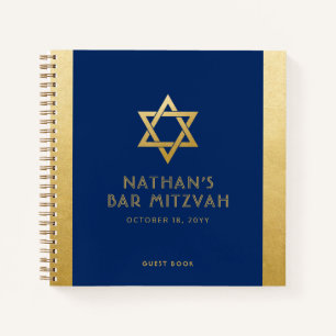 Bar Mitzvah Guest Signature Livre Bleu et Or