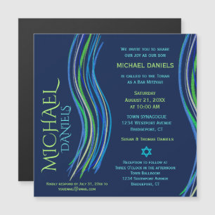 Bar Mitzvah Invitation à la prière bleue et verte
