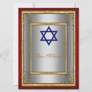 Bar Mitzvah Invitation Argent rouge