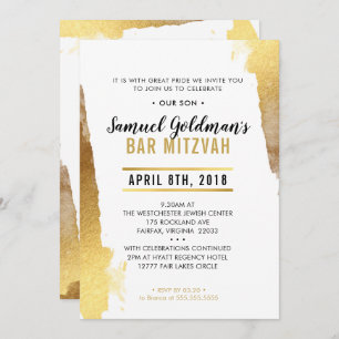 BAR MITZVAH INVITATION moderne luxe doré bordure o