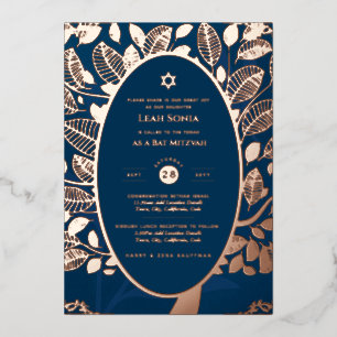 Bar Mitzvah Invitation VÉRITABLE FOIL Arbre de Vie