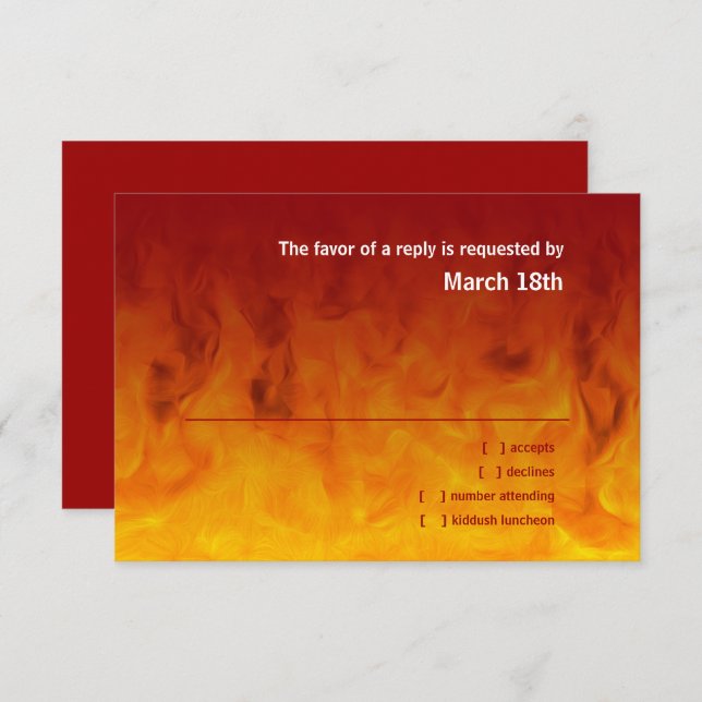Bar Mitzvah Rouge et orange RSVP (Devant / Derrière)