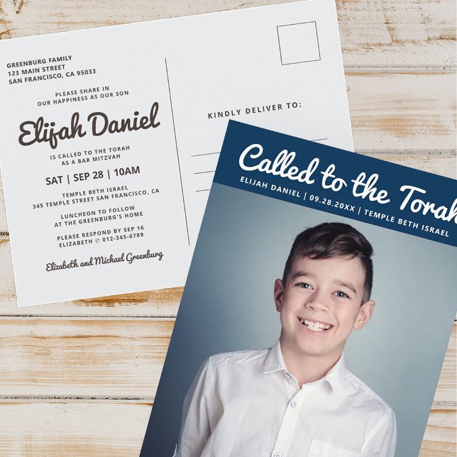 Bar Mitzvah Simple Photo personnalisée Invitation (Créateur téléchargé)