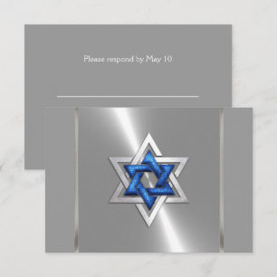 Bar Mitzvah Star de David Blue & Silver RSVP