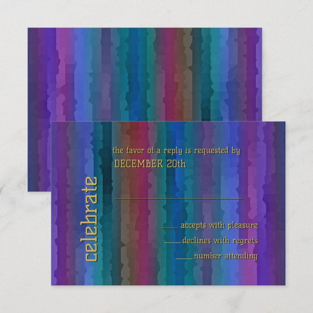 Bar Mitzvah Techno Streaks Invitation RSVP (Devant / Derrière)