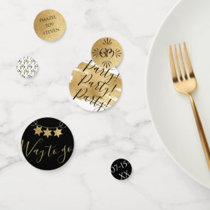 Bar ou Bat mitzvah Confetti Elegant Or et Noir