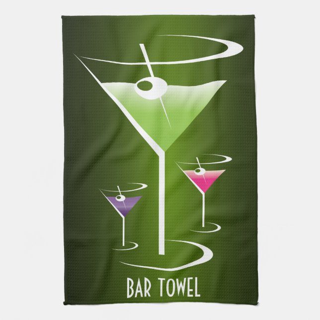 Bar Serviette Green Cocktail Martini Verre (Vertical)