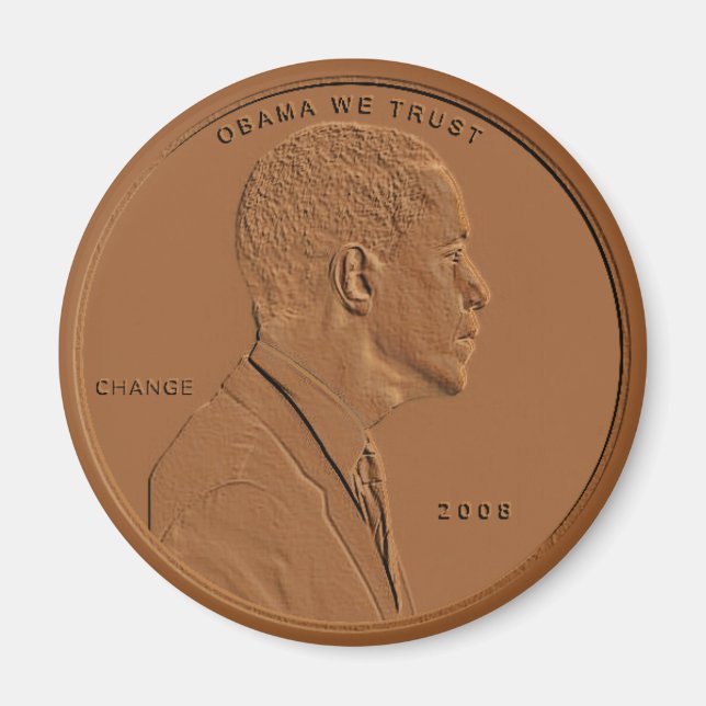 Barack Obama Bronze Penny Circulaire Magnet (Devant)