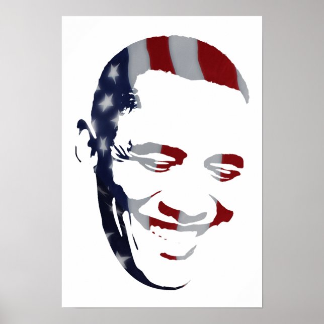 Barack Obama - Drapeau américain - Poster (Devant)