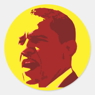 Barack Obama Stickers Profil jaune et rouge