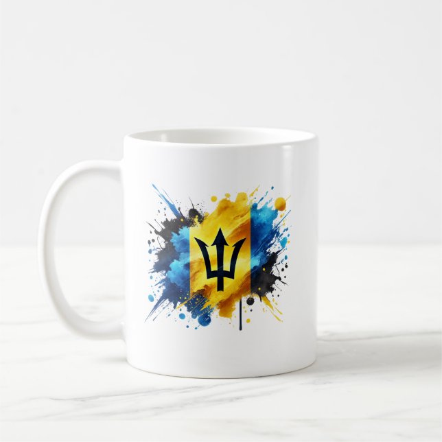 Barbades Effet de splash Drapeau Mug (Gauche)