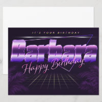 Barbara prénom carte rétro lilas pour anniversaire