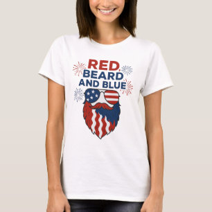 Barbe rouge et T-shirt Patriotique Bleu Funny