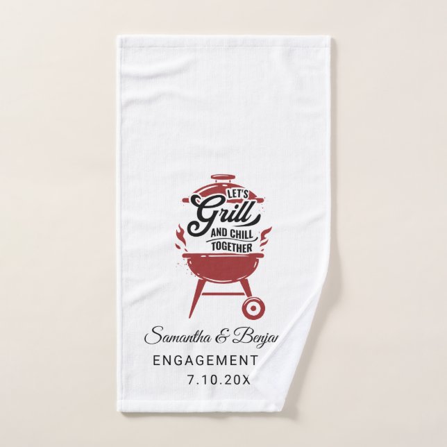 Barbecue de fête de fiançailles pour couples (Serviette à main)