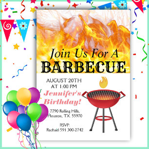 Barbecue flamboyant Invitation Anniversaire