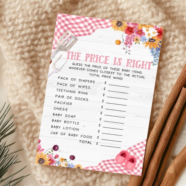 Barbecue Rose La Bonne Réponse Est Prix Game (Girl Baby-Q Baby Shower The Price Is Right Game)